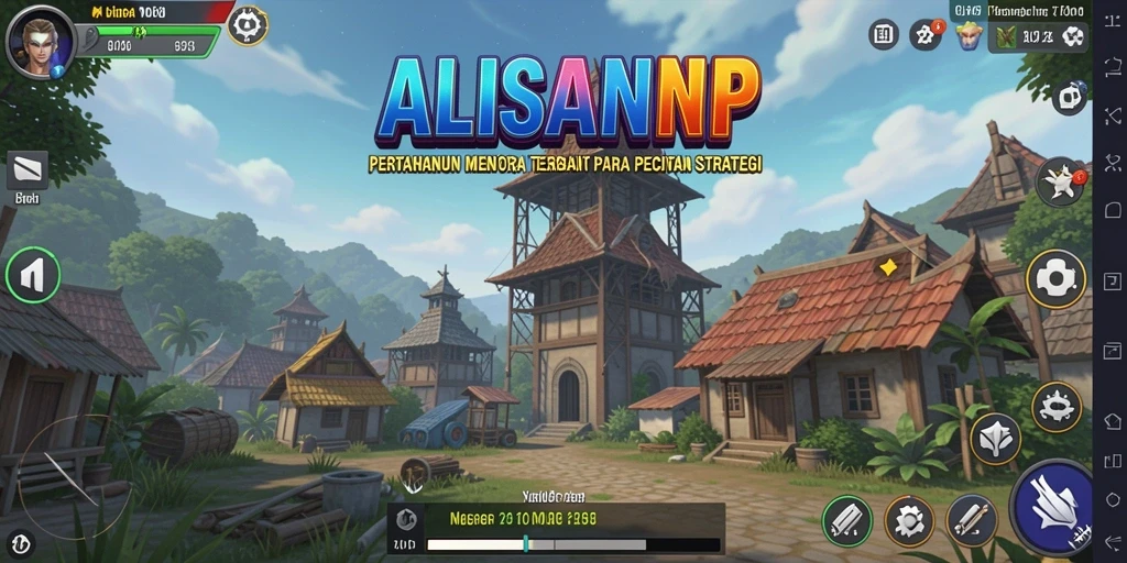 Screenshot gameplay menunjukkan pertahanan menara yang strategis melawan serangan musuh.