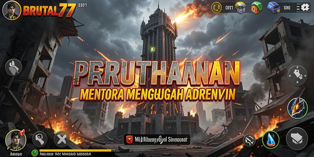 Tampilan gameplay yang menarik di BRUTAL77, menara yang siap bertempur.