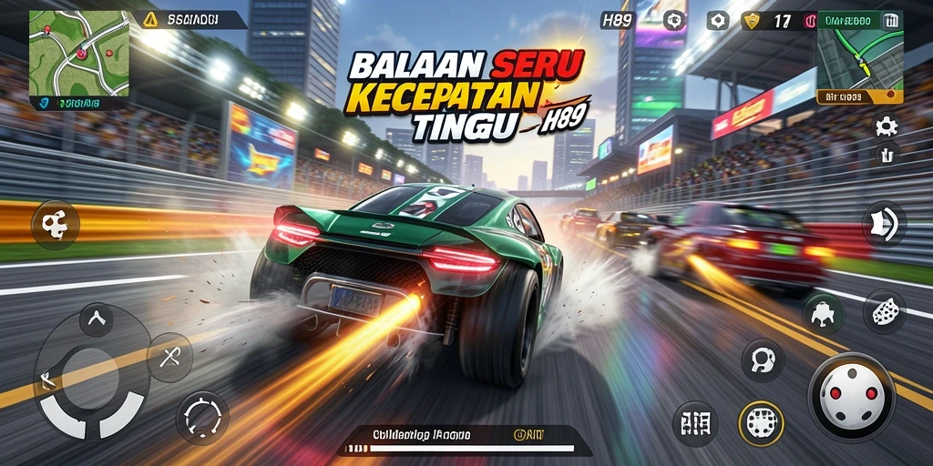 Tampilan aksi balapan yang intens dan menegangkan dalam H89.
