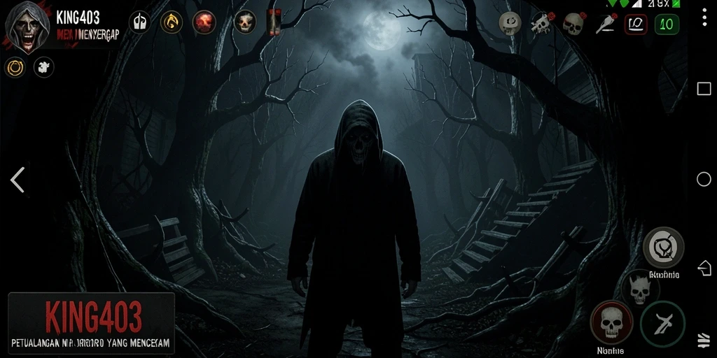 Tampilan gameplay mencekam dalam KING403 dengan efek suara yang mengerikan.