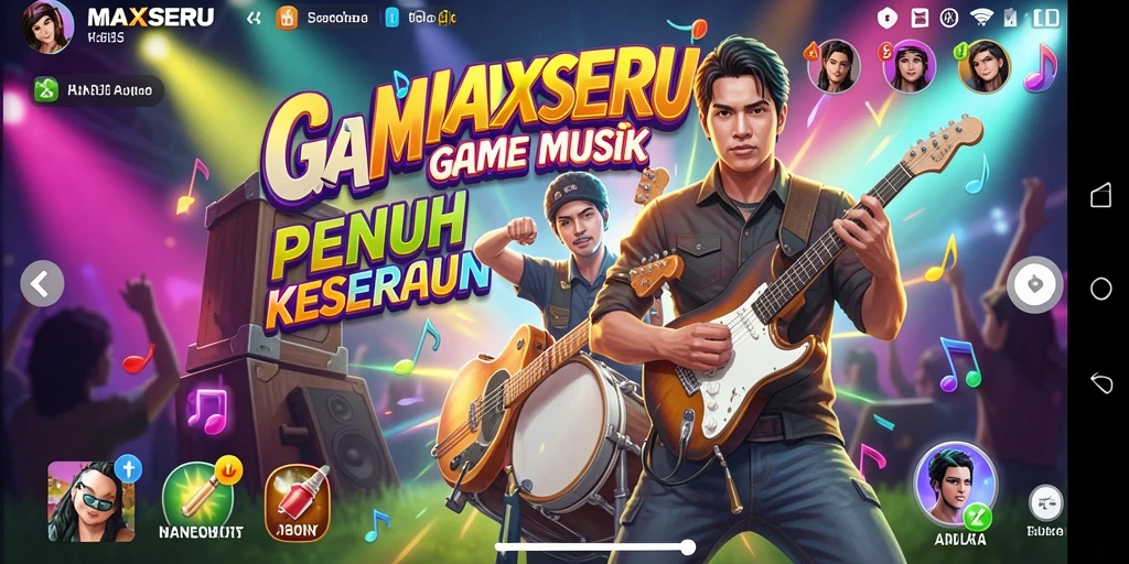 Tampilan screenshot utama MAXSERU menampilkan serunya gameplay musik.