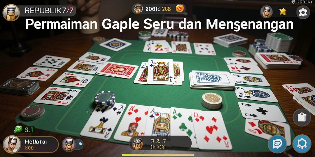 Tampilan gameplay seru REPUBLIK77 dengan fitur Gaple yang menarik.