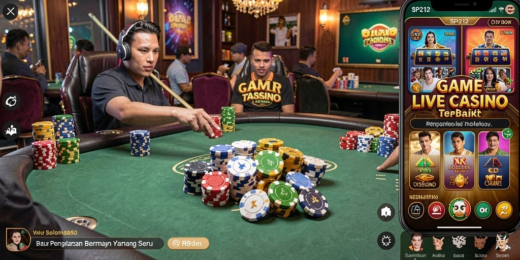 Tampilan gameplay seru SP212 dengan dealer langsung dan interaksi pemain.