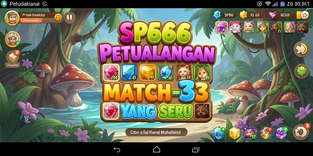 Tampilan screenshot gameplay Match-3 yang seru dan penuh warna.