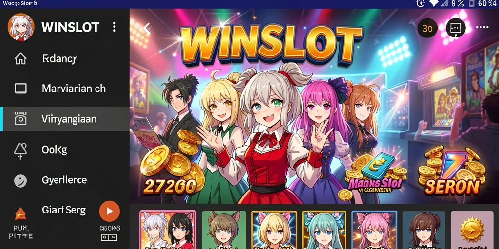 Screenshot gameplay WINSLOT yang menampilkan karakter anime dan slot.